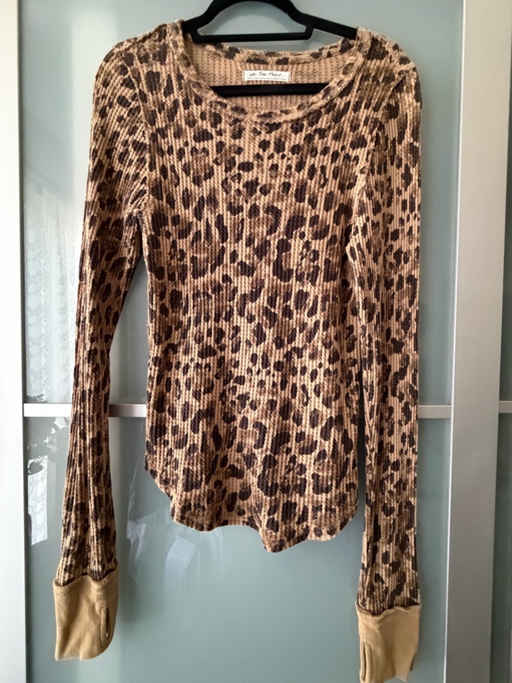 We The Free Leopard Ribbed Long-Sleeve Top
